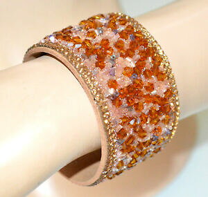 yzANZT[@lbNXAWFg^tFCVAbracciale donna argento cristalli perline ambra bronzo fascia rigido strass bb18