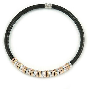yzANZT[@lbNXubNU[S[hVo[S[hO[YlbNXcuero negro con doradoplateadoanillos de oro rosa magntico collar 43cm l