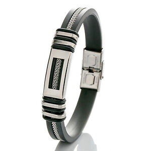 yzANZT[@lbNX^CvX`[uXbgVo[ubNuXbg`F[para hombres pulsera brazalete tipo esposa acero cierre de caja plata negro pulsera cota de