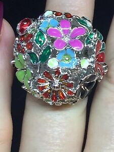 �y���������z�A�N�Z�T���[�@�l�b�N���X�f�U�C�i�[�r���X�L�i�[�G�i�����t�����[�����O�T�C�Ydiseador firmado bill skinner esmalte flor anillo talla o orb