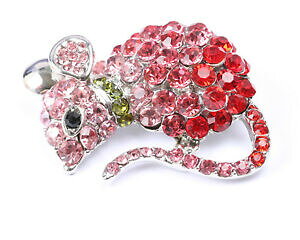 �y���������z�A�N�Z�T���[�@�l�b�N���X�V���o�[�u���[�`�}�E�X�Tlindo ratn de tono plata broche con rhinestones rosa