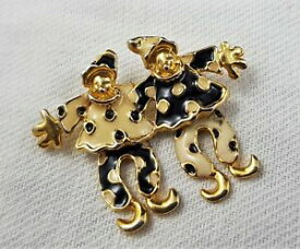 【送料無料】アクセサリー　ネックレスビンテージブローチメタルドールノワールベージュbijou vintage broche duette clown articul metal dore emaille noir beige t168