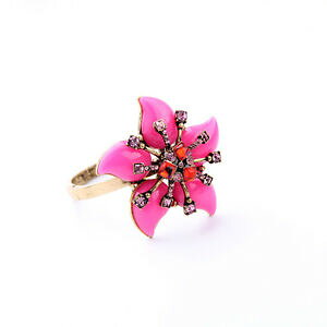 �y���������z�A�N�Z�T���[�@�l�b�N���X���^���s���N���g��pulsera dorado rgido grande flor rosa hileras fino retro ct6