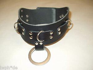 �y���������z�A�N�Z�T���[�@�l�b�N���Xanatmicamente cuero negro collar con 3 anillos anillo o remaches von lwph