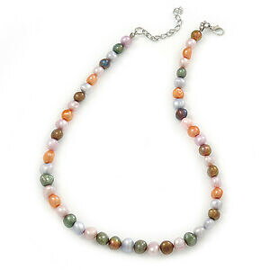 yzANZT[@lbNXVo[g[}`J[I[olbNX9mm multicolor oval collar perlas en tono plateado 39cm l4cm ex
