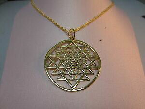 �y���������z�A�N�Z�T���[�@�l�b�N���X�X�������J�y���_���g���[�v14kt chapado en oro sri yantra charm colgante 51cmhigh con 406762cm soga
