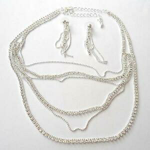 yzANZT[@lbNXejXAWFgrALparure collana e orecchini stile tennis colore argento con zirconi bianchi 197 d