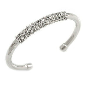 �y���������z�A�N�Z�T���[�@�l�b�N���X�K���X�u���X���b�g�o�[barra de plata plateado pulido de cristal brazalete pulsera 19cm l