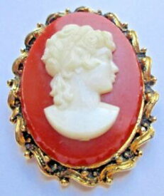 【送料無料】アクセサリー　ネックレスグランデビンテージブローチgrande broche couleur or bijou vintage came corail buste femme xviii 2730