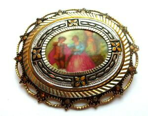 �y���������z�A�N�Z�T���[�@�l�b�N���X�A���W�F���g�r���e�[�W�K�����gbelle broche ovale or de tolde argent ancien bijou vintage scne galante 2008