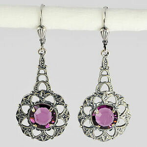 yzANZT[@lbNXXtXL[COre[WgAWXgVo[NX^grevenkmper pendientes swarovski cristal de plata alrededor de vintage retro lila amatis