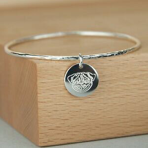 yzANZT[@lbNXX^[OVo[uXbgEhfBXNCMXpug perro plata esterlina brazalete disco redondo grabado hecho a mano reino unido aadir nombr