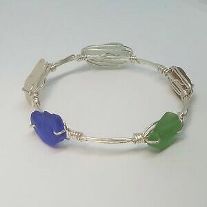 �y���������z�A�N�Z�T���[�@�l�b�N���X�R�[���E�H�[���V�[�O���X�u���X���b�g5 colores de cornualles increble hecho a mano de cristal del mar brazalete cada uno nico