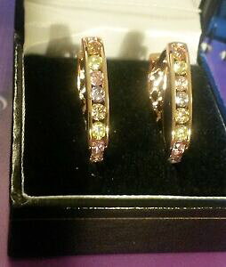 yzANZT[@lbNX}`J[Tt@CAsNS[ht[vCOj29 multi color zafiro grandes oro rosa gf herradura aro pendientes boxd plumuk