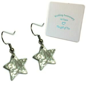 �y���������z�A�N�Z�T���[�@�l�b�N���X�C�������O�X�Y10th aniversario de bodas regalo pendientes de estrella de estao golpeado joyas de estao