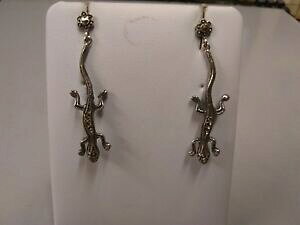 �y���������z�A�N�Z�T���[�@�l�b�N���X�V���o�[�e�X�g�Z�b�g�V���o�[probado como plata y estampado de plata con marquesitas conjunto pendientes de diseo lizzard