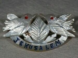 yzANZT[@lbNXGTBe[Wu[`madre de perla de jerusaln vintage broche insignia con aos 50 o aos 60 palomas recuerdo