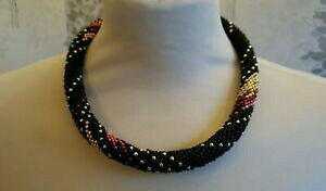yzANZT[@lbNXS[hr[YlbNXnhChcollar de abalorios de crochet negro y dorado 195in50cm hecho a mano, toho granos