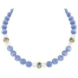 【送料無料】アクセサリー　ネックレスserene azul aciano ojo de gatos plata tono distintivo collar con cuentas