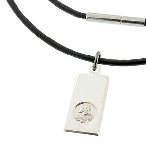 yzANZT[@lbNXU[lbNXubNVo[CSbgZgNXgt@[y_gnegro de cuero collar y plata 925 st christopher lingote colgante grabado