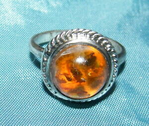 �y���������z�A�N�Z�T���[�@�l�b�N���X�X�^�[�����O�V���o�[�o���g�����O�T�C�Ysilver sterling and amber ring of the baltic, size 49,n422