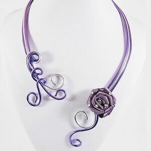 �y���������z�A�N�Z�T���[�@�l�b�N���X�R���A�[�A���~�o�C�I���b�gcollier 2 ma cration, aluminium violet, argent, fleur, strass bijoux fantaisie