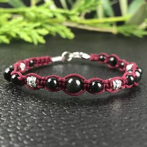 yzANZT[@lbNXuXbg}NRgbracelet perles obsidienne tibtain macram coton tress pochette cadeau