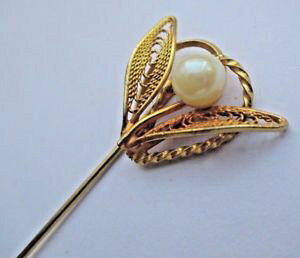 yzANZT[@lbNXV|[re[Wp[pic pingle chapeau cravate bijou vintage couleur or fleur filigrane perle 2961