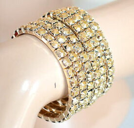【送料無料】アクセサリー　ネックレスゴールドセットブレスレットbracciale donna set 6 braccialetti elastici oro dorati cristalli bracelet 805