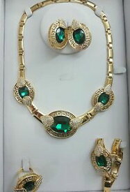 【送料無料】アクセサリー　ネックレスクリスタルファッションコスチュームネックレスセットホリデーhermoso verde cristal plateado oro disfraz de moda de fiesta collar conjunto