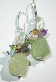 【送料無料】アクセサリー　ネックレスアルジェントシルバーイヤリングorecchini argento 925 prehnite, silver earrings, boucles doreilles, ohrringe