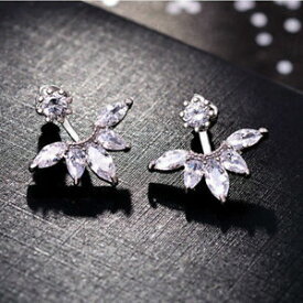 【送料無料】アクセサリー　ネックレスシルバーイヤリングジャケットゴールドメッキpendientes plateado ear chaqueta floral ala chapado de oro zirconita fino g3 90