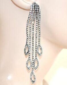 �y���������z�A�N�Z�T���[�@�l�b�N���X�h�iorecchini neri donna fili pendenti lunghi cristalli strass eleganti cerimonia z5