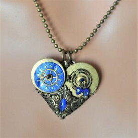 【送料無料】アクセサリー　ネックレスハートブロンズギアエリアネックレスビーズcadena * steampunk collar corazn azul abalorios de engranaje esfera de bronce