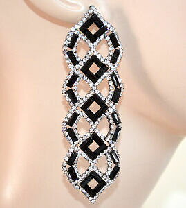 yzANZT[@lbNXrALhiorecchini neri bianchi donna pendenti cristalli strass eleganti cerimonia e115