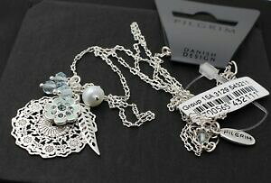 yzANZT[@lbNXpilgrim disco collar vintage bohemio flor esmalte de swarovski plataazul bnwt