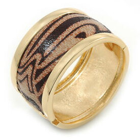 【送料無料】アクセサリー　ネックレスメッキワイドゼブラプリントヒンジブレスレットベージュブラックamplia zebra print con bisagras brazalete pulsera en oro chapado beigenegro 18cm