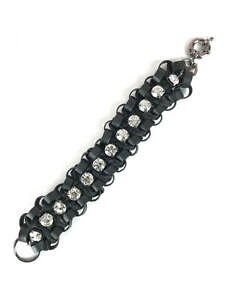 yzANZT[@lbNXCGWFKXU[uXbglee angel martine cristal adornado pulsera de cuero negro