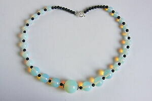 �y���������z�A�N�Z�T���[�@�l�b�N���Xfab collar de plata esterlina 925 blanco cristal opalite azul aventurina hecho a mano