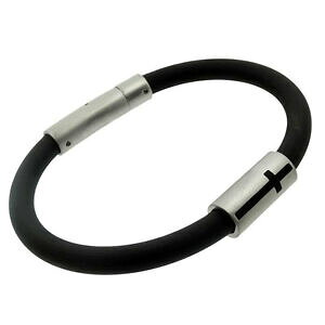 yzANZT[@lbNXubNNXV[XSuXbgSuXbgpulsera negra caucho vaina con cruz 21 cm acortable brazalete de caucho