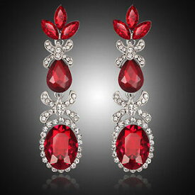 【送料無料】アクセサリー　ネックレストンプソンイヤリングレッドクリスタルラインストーンシルバーthompson luxury saphira pendientes rojo, cristal, estrs, plateado