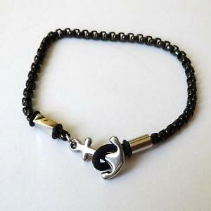 yzANZT[@lbNXJeiARbracciale uomo donna catena in acciaio nero e lucido con ancora 21,5 cm 71 aa