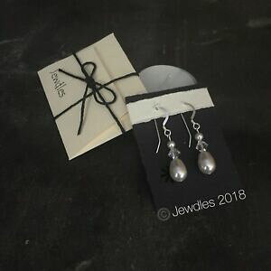 yzANZT[@lbNXX^[OVo[p[XtXL[NX^nhChhbvperla y cristal swarovski hecho a mano de plata esterlina con forma de gota cubiertos