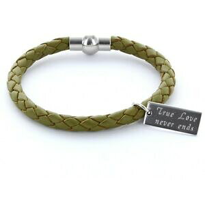�y���������z�A�N�Z�T���[�@�l�b�N���X�u���X���b�g���U�[�I���[�uhombre favorito pulsera pulsera de cuero 0,5cm seguidores amp; grabado olive