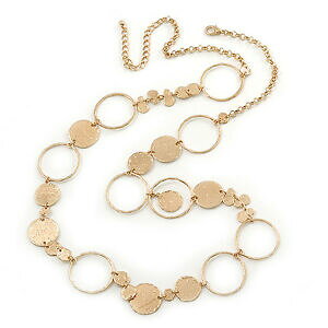 �y���������z�A�N�Z�T���[�@�l�b�N���X�����O�l�b�N���Xlargo collar de crculo martillado moneda y en chapado en oro 100cm longitud8cm ext