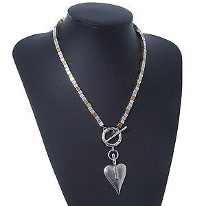 �y���������z�A�N�Z�T���[�@�l�b�N���X�o�[�g�[���y���_���g�l�b�N���Xdos tonos contemporneo corazn colgante collar con cierre de barra en tlongitud 44cm