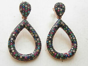 �y���������z�A�N�Z�T���[�@�l�b�N���X�}���`�J���[�s���N�g�p�[�Y�^�[�R�C�Y�g���R�X�^�[�����O�V���o�[�C�������Onico turquesa topacio multicolor turco rosa esterlina 925 pendientes de plata