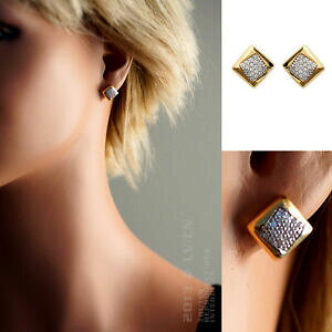 �y���������z�A�N�Z�T���[�@�l�b�N���X�v���[�N�W���R�j�E���k�t�{�[boucles doreilles clou carr plaqu or pav de zirconium neuf beaux bijoux
