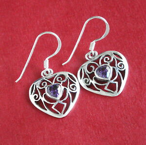 �y���������z�A�N�Z�T���[�@�l�b�N���X�A���W�F���g�V���o�[�C�������O�k�tboucles doreilles coeur argent 925 amthyste sliver earrings bjbd0274 neuf