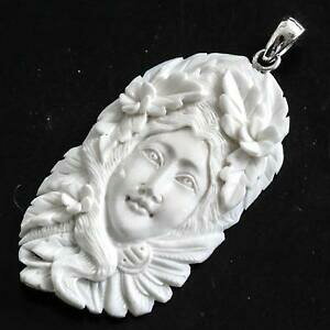 �y���������z�A�N�Z�T���[�@�l�b�N���X�y���_���g�V���o�[67cm flor diosa bison bovino hueso colgante de plata de ley 925